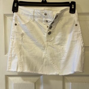Justice white mini skirt button fly with distress girls size 8